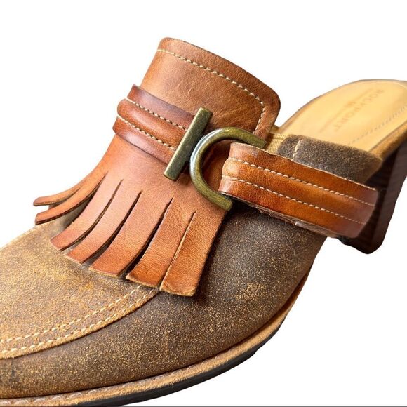 ROCKPORT Dynamic Suspension Leather Clog Mules 3" Heel in Browns Size 7.5 - Picture 6 of 11